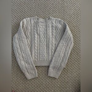 Chelsea28 Light Cream Cropped Cable Knit Sweater